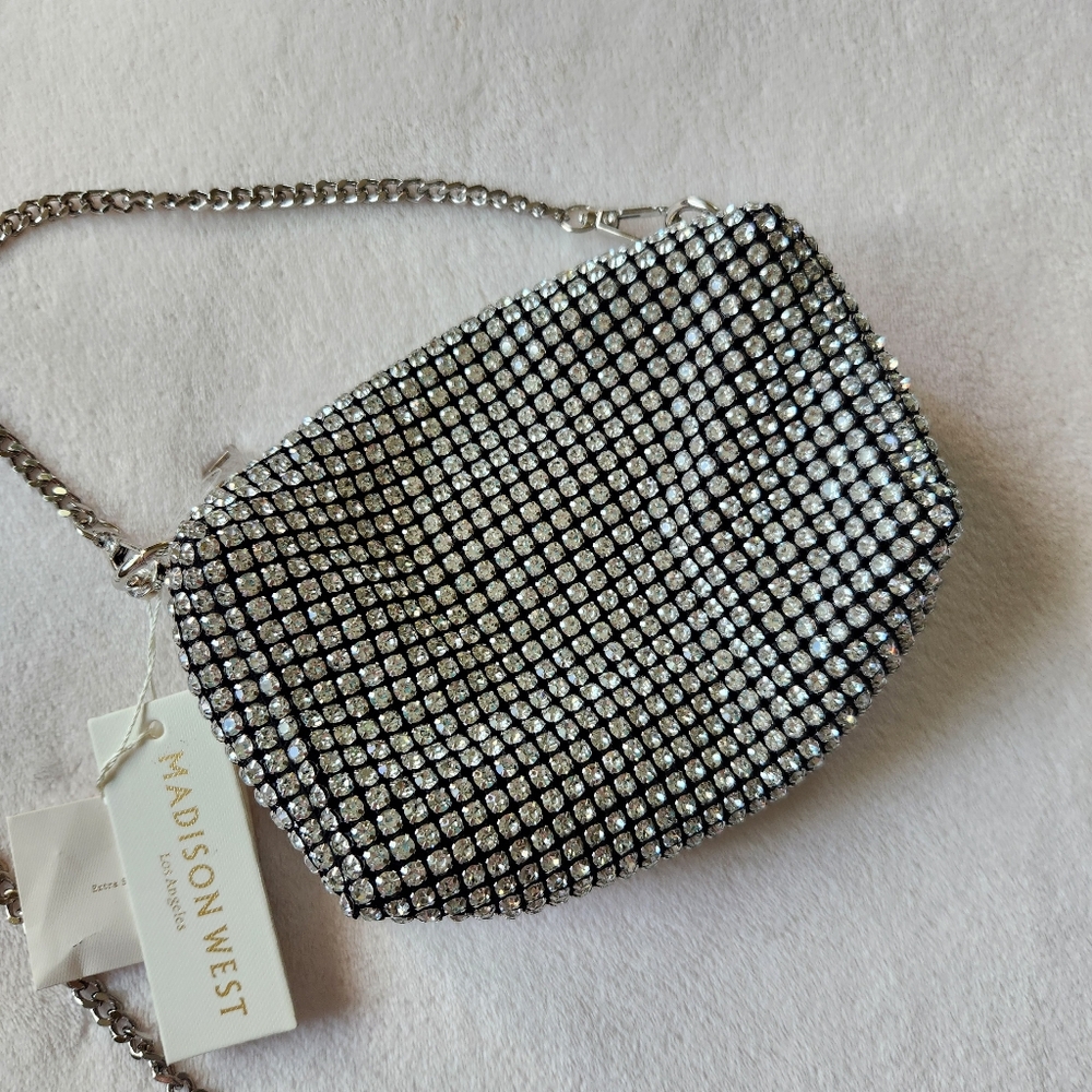 NEW! Madison West Silver Rhinestone Women Bag - Picture 4 of 10